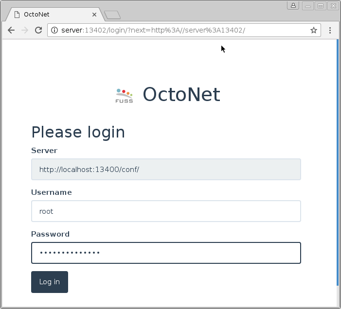 Screenshot OctoNet login